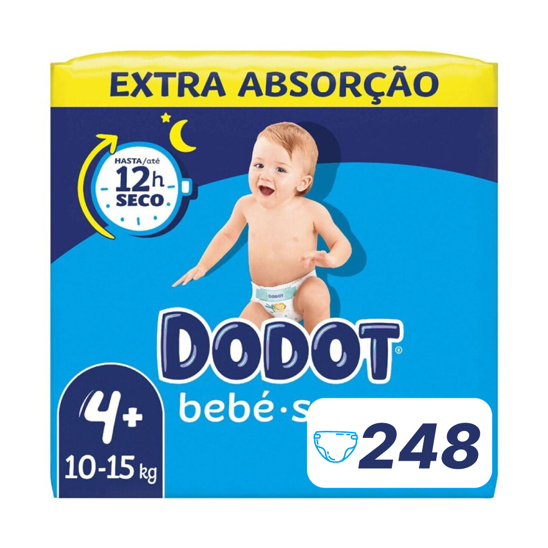 Fraldas Dodot Bebé Seco Extra Absorção T4+ - 10-15Kg - 248un
