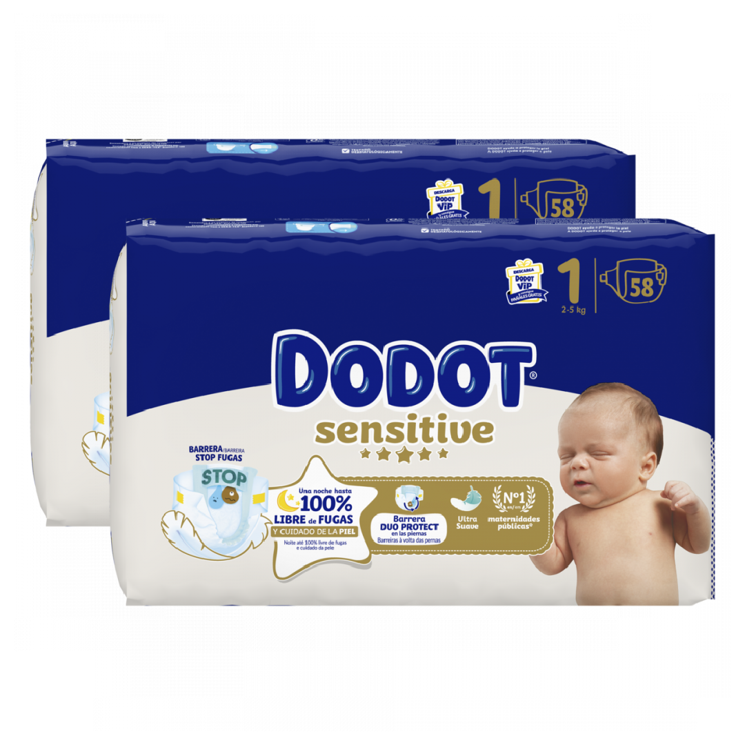 Fraldas Sensitive Dodot T1 2-5kg - 116un