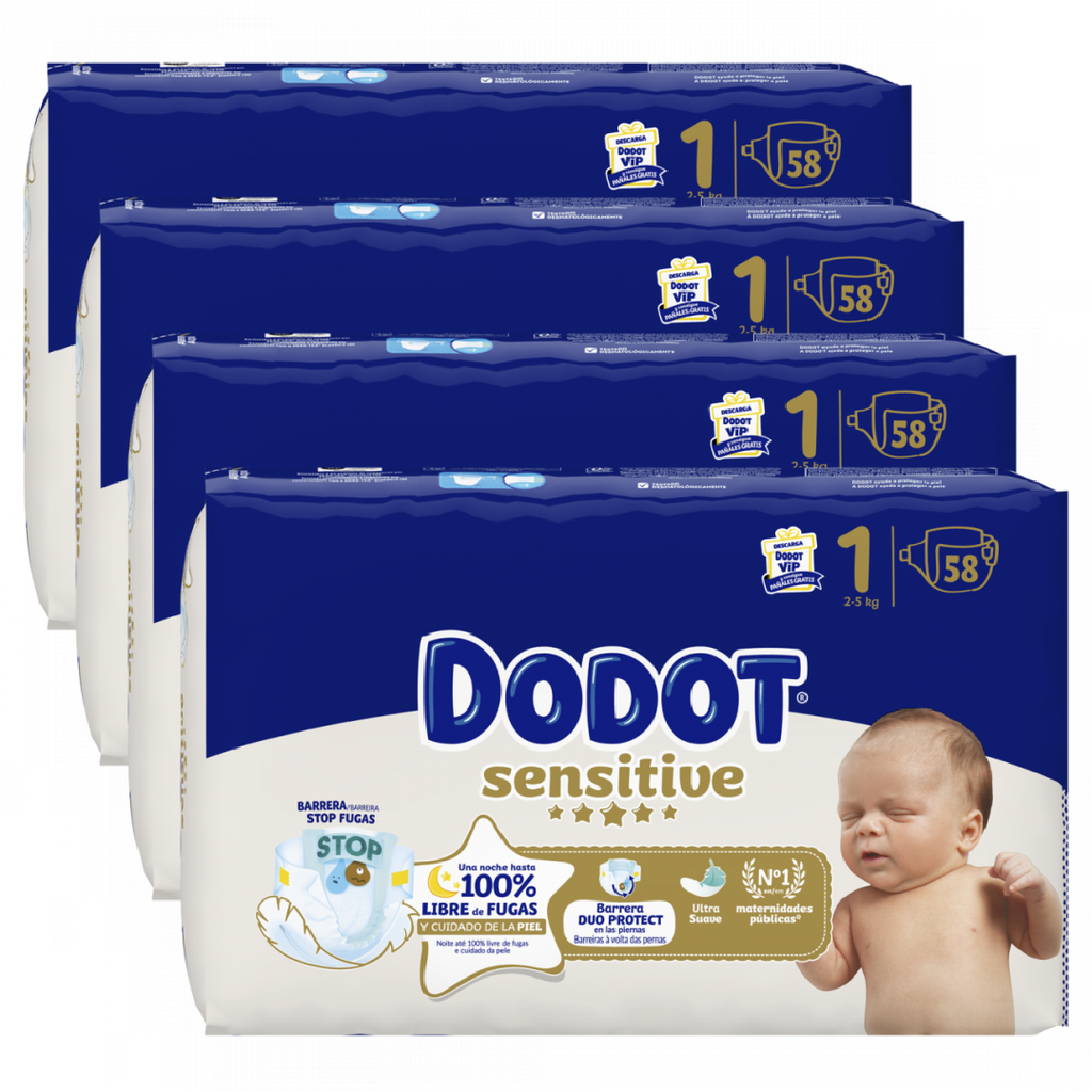 Fraldas Sensitive Dodot T1 2-5kg - 232un