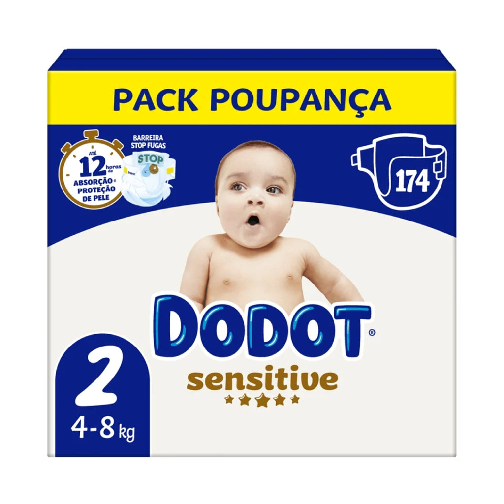 Fraldas Sensitive Dodot T2 4-8kg - 174un