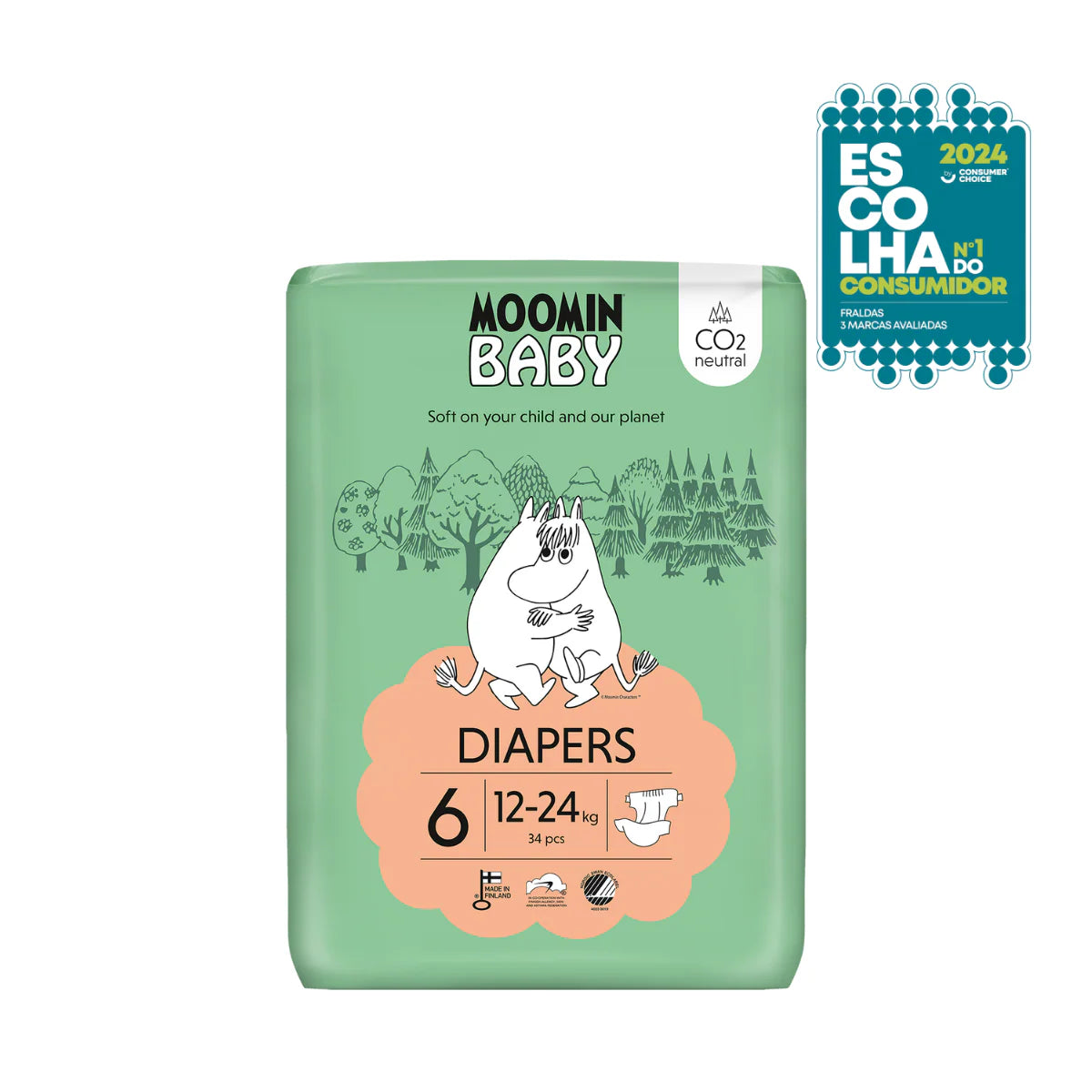 Pañales para bebé MOOMIN BABY talla 6 - 34 unidades | 12-24 kg