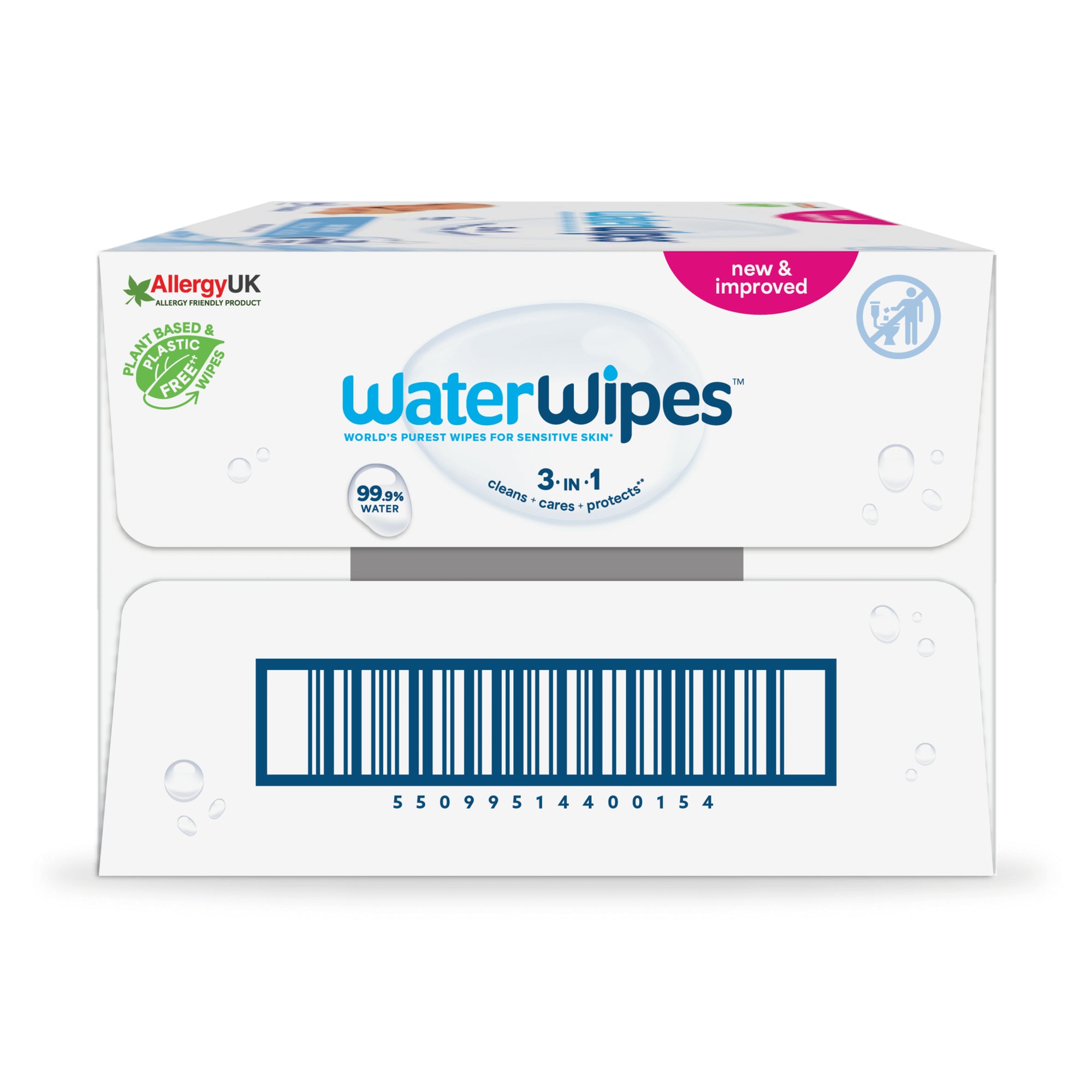 Toalhitas WaterWipes Sensitive+ - Toalhitas de Limpeza Bio | 9x60 - 540unidades