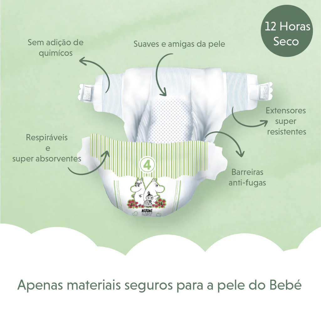 Fraldas de Bebé MOOMIN BABY T4 - 63 un Big Pack | 7-14Kg