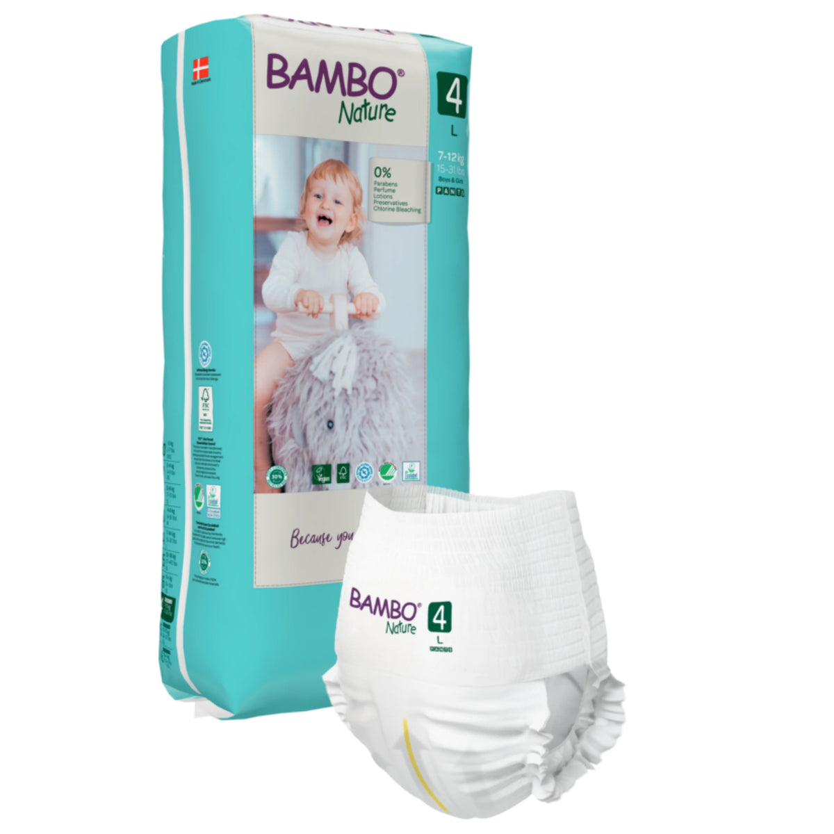 Fraldas ecológicas Bambo Nature T4 48un Pack XL (7-14 kg)