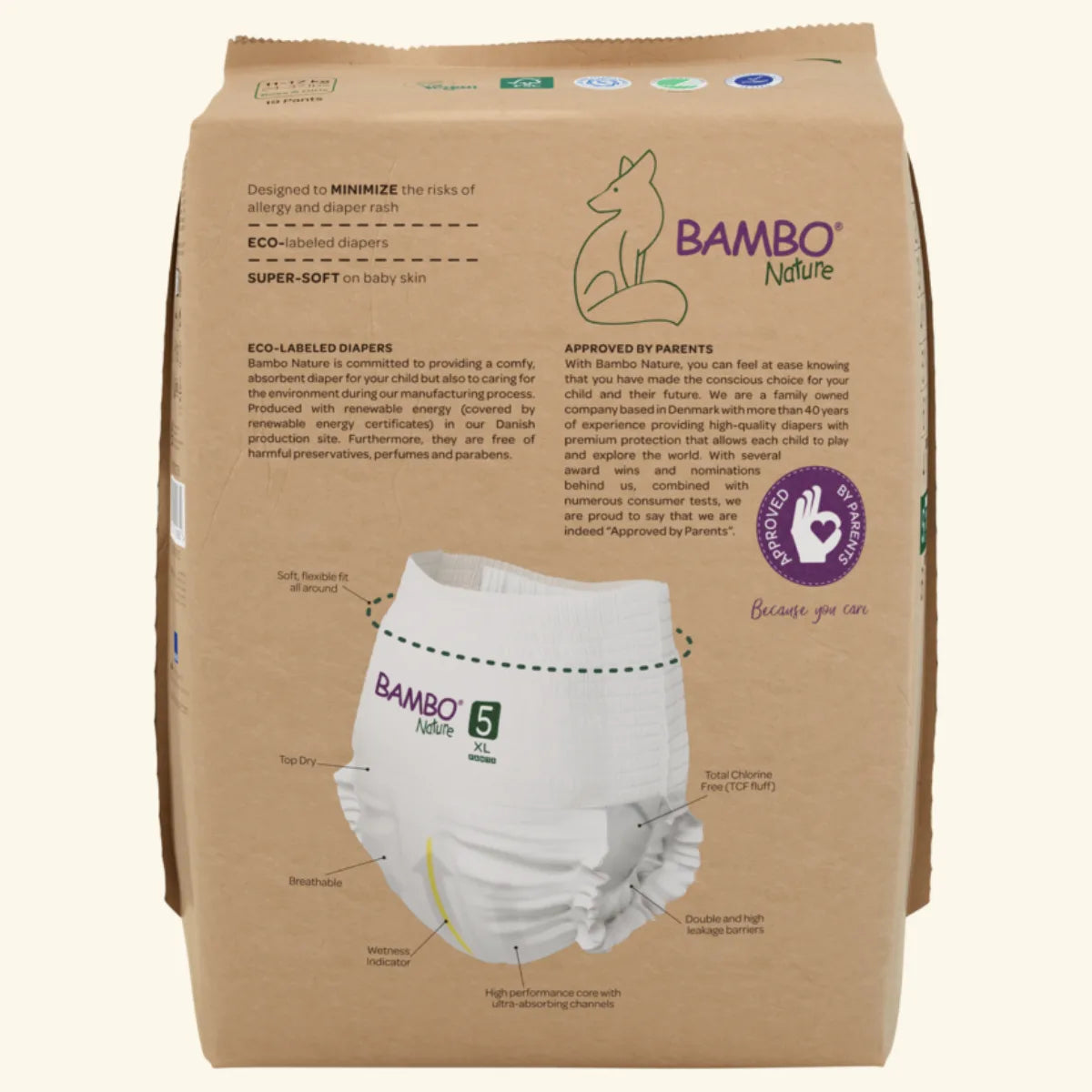 Fraldas ecológicas Bambo Nature T5 Paper Bag 132un (12-18 kg) - imagem 6